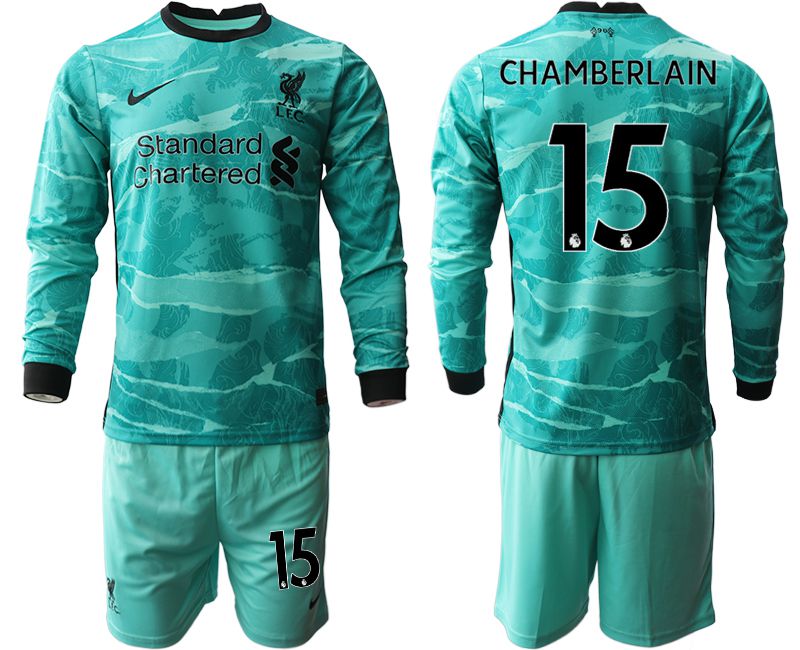 Men 2020-2021 club Liverpool away long sleeves #15 green Soccer Jerseys
